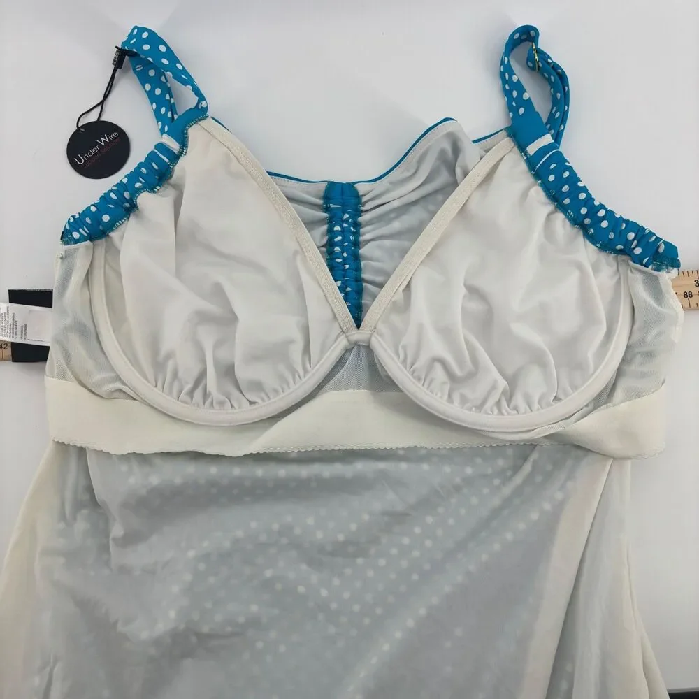 Coco Reef Tankini Top Blue Women 18W 40DD Polka Dot Underwire Marina NEW - Picture 7 of 10